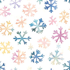 Watercolor seamless pattern with snowflakes. Christmas, Happy New Year or winter time pattern. Print for fabric, textile, paper, interior, gift paper. Blue and white.	