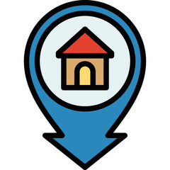 home location or house address for the pin or maker in the map filled outline icon