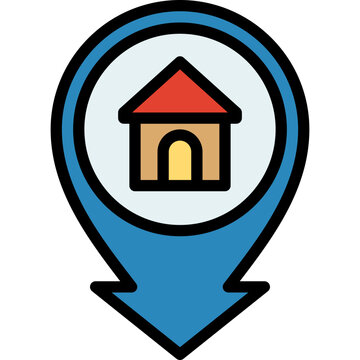 recommend clip art: home location or house address for the pin or maker in the map filled outline icon