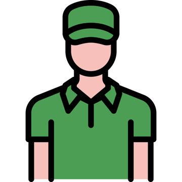 recommend clip art: delivery driver in uniform filled outline icon