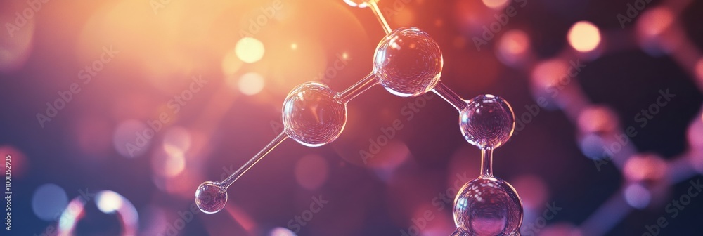 Poster exploring molecular structures in a vibrant abstract background with glowing chemical patterns and i