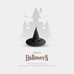 Happy Halloween Post Template and Greeting Card. Modern Halloween Background, Trick or Treat Vector Illustration