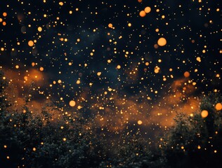 night sky filled with numerous tiny orange bokeh lights against a dark background