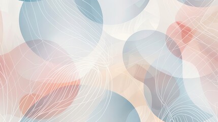 Pastel tones with overlapping shapes and flowing lines creating a refined look