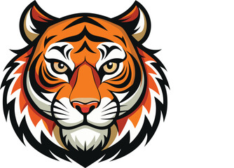 Tiger head mascot isolated on white background. Vector illustration of a tiger head mascot for sport team or esport logo