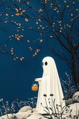 Pumpkin Man in Suit Holding a Jack-o-Lantern