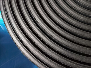 The wrapped rubber profile compound has not yet been vulcanized. The photo was taken from a...
