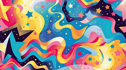 Obraz premium Wallpaper with fragmented shapes vibrant gradients and comic-style contours