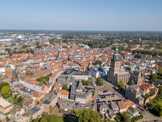 Fototapeta premium Aerial drone photo of the city Zutphen in the Netherlands