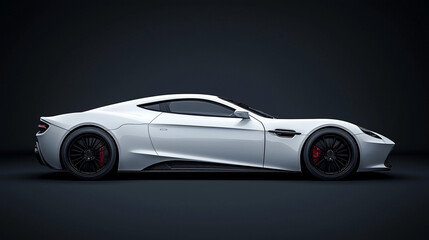 Fototapeta premium Modern white sports car on black background. Side view. sports. Illustrations 
