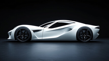 Modern white sports car on black background. Side view. sports. Illustrations
