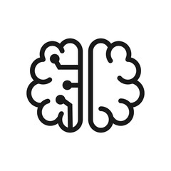 AI - line icon with editable stroke. Simple outline artificial intelligence symbol. Vector illustration