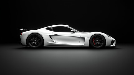 Obraz premium Modern white sports car on black background. Side view. sports. Illustrations 