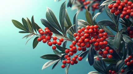 Stunning Red Berries and Green Leaves: A Botanical Display of Nature's Beauty