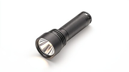 A small LED flashlight on solid white background, single object
