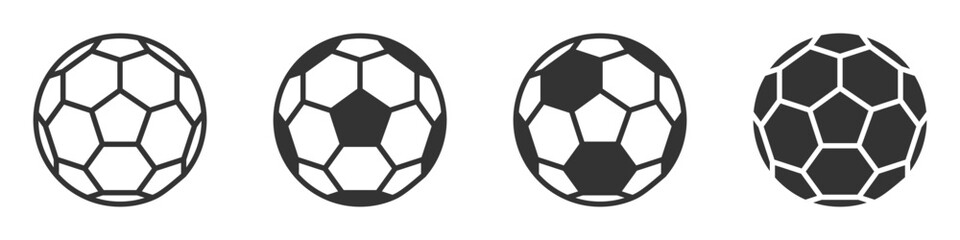 Obraz premium Set of soccer ball icons in different styles. Black and white vector illustration perfect for sports design projects.