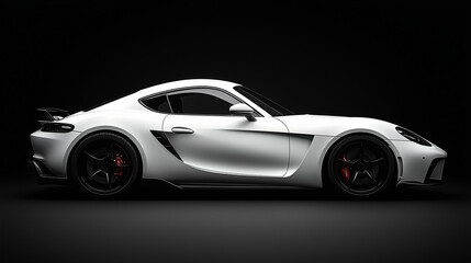 Obraz premium Modern white sports car on black background. Side view. sports. Illustrations 