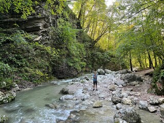 The canyon of the Kozjak stream above its confluence with the Soča river (Kobarid, Slovenia) - Die...