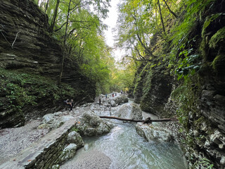 The canyon of the Kozjak stream above its confluence with the Soča river (Kobarid, Slovenia) - Die...