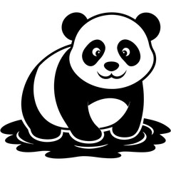 panda bear with bamboo