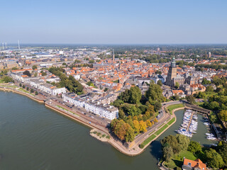 Obraz premium Aerial drone photo of the city Zutphen in the Netherlands