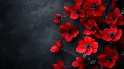 Red Flowers on Dark Background
