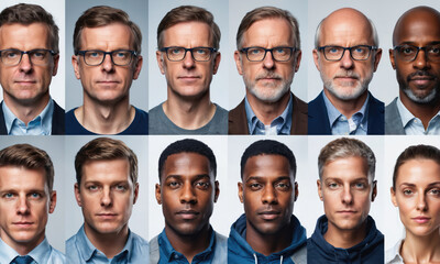 Fototapeta premium A diverse group of people stare directly at the camera