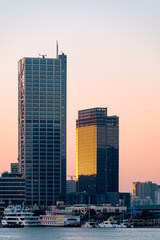 Obraz premium Asian modern urban buildings at dusk