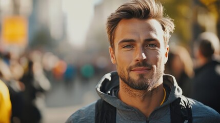 Obraz premium Handsome Young Man Smiling Outdoors