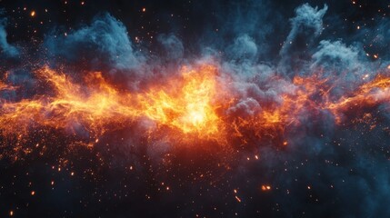 Obraz premium Fiery Explosion in Dark Smoke