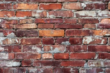 Obraz premium old red brick wall, with each individual brick