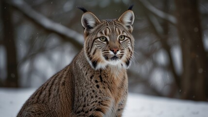 Fototapeta premium Lynx in a Snowy Forest