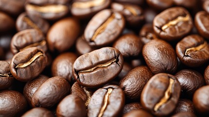 Roasted Coffee Beans Close Up Macro Texture Background