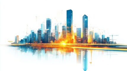 Fototapeta premium Modern Urban Skyline at Sunrise