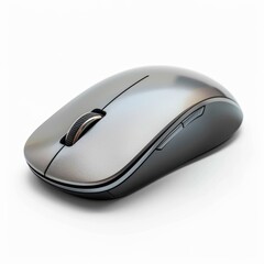  Photograph of a computer mouse, sleek and ergonomic, isolated on a white background