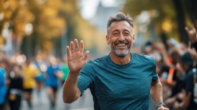 Man Running in Marathon