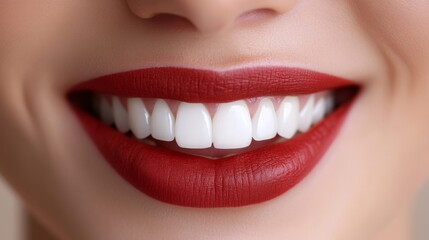 Fototapeta premium Close-up Smile with Red Lips
