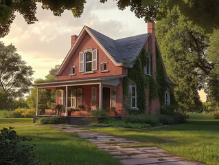 Beautiful house in the countryside. generative AI