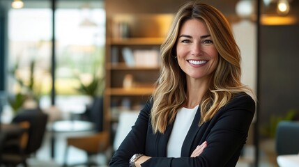 Naklejka premium Professional Smiling Businesswoman in Modern Office