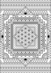 Coloring book page. Colorless pattern with abstract elements. Coloring for adults.