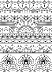 Coloring book page. Colorless pattern with abstract elements. Coloring for adults.