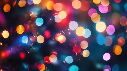 Bright and colorful bokeh lights in a Christmas theme, adding a joyful and vibrant touch to any holiday design