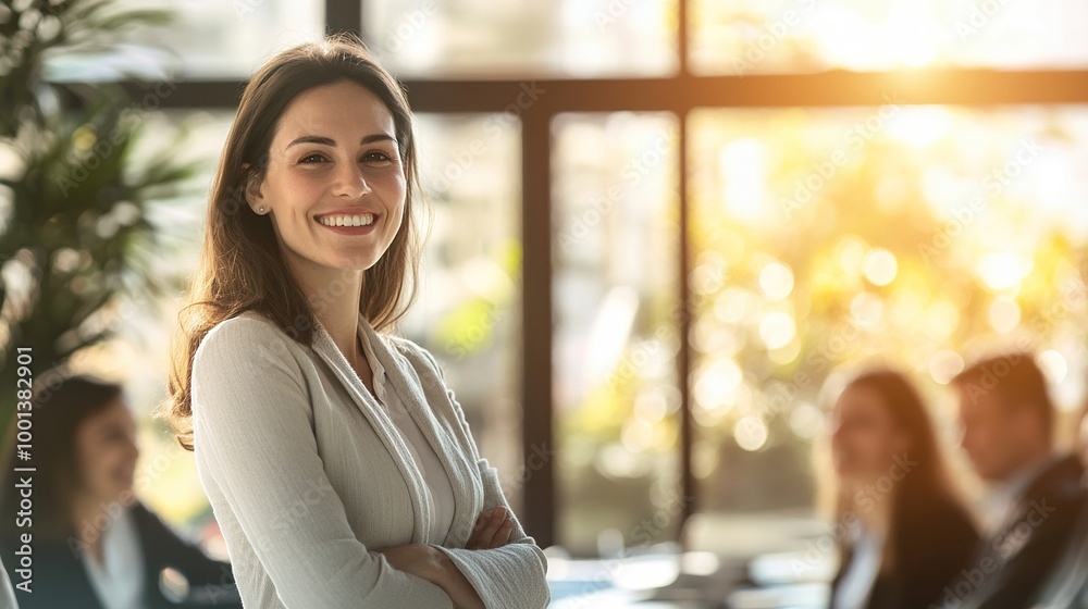 Wall mural Confident Businesswoman Smiling During Team Meeting