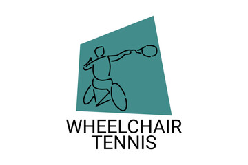 Wheelchair tennis sport vector line icon. sport pictogram, vector illustration.
