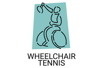 Wheelchair tennis sport vector line icon. sport pictogram, vector illustration.