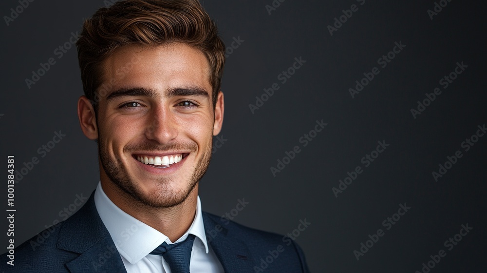 Wall mural Young Businessman Smiling in Professional Suit