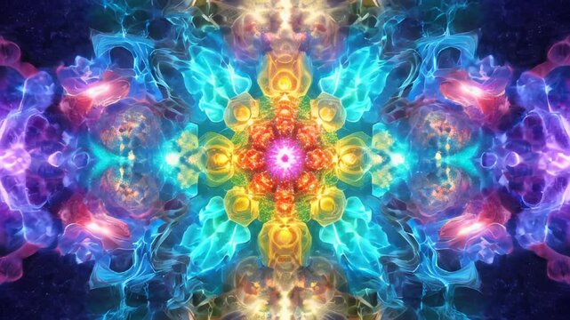 Psychedelic multi-colored fractal, kaleidoscope
