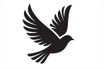 A flying beautiful bird silhouette.