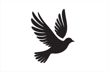 A flying beautiful bird silhouette.