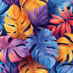 Tropical Exotic Foliage: A Vibrant Seamless Pattern and Background
